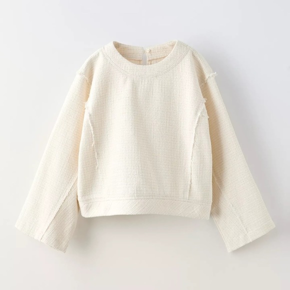 Zara Other - Zara Kids Shimmery Structured Beige Long Sleeve Top Size 13-14y